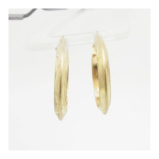 10k Yellow Gold earrings Fancy puff bamboo gold earrings AGBE55 2