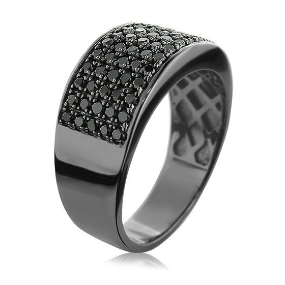 Designer Ring 10K Rhodium Plated Gold Black 1.6-2