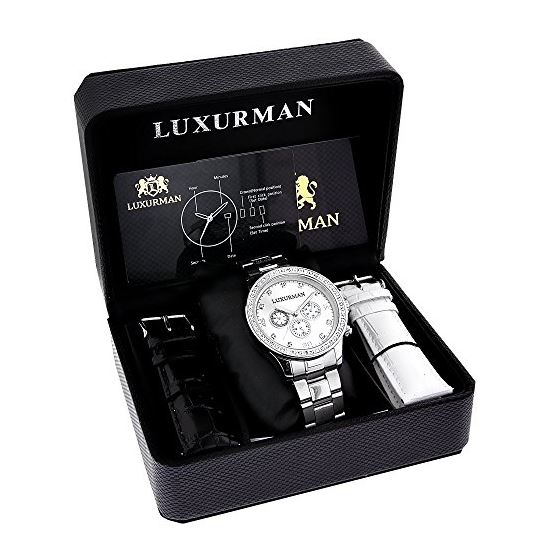 Limited Edition Raptor Mens Real Diamond Watch 2ct Luxurman Large Gold Bezel 4
