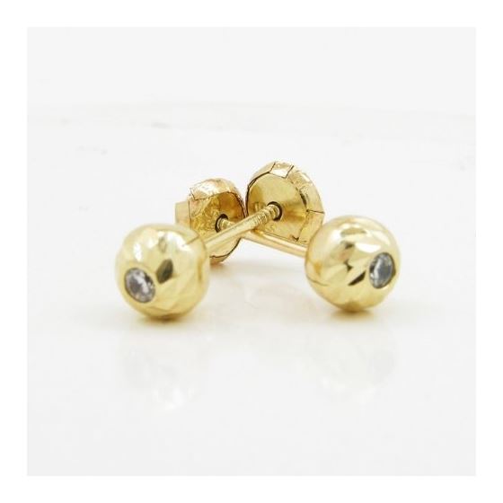 14K Yellow gold Round cz stud earrings for Children/Kids web129 4