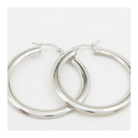 Round silver diamond cut hoop earring SB73 40mm tall and 40mm wide 2