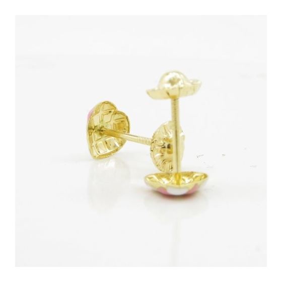 14K Yellow gold Dual color heart stud earrings for Children/Kids web218 4