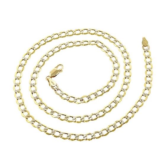 "10K Yellow Gold 5mm wide 24"" long diamond cut Curb Cuban Italy Chain Necklace with Lobster Clasp G