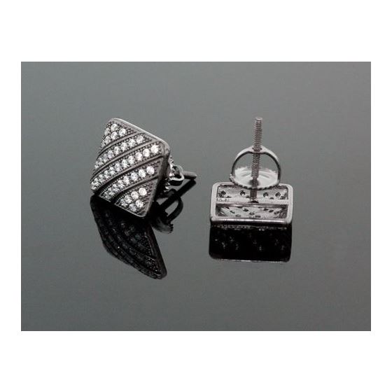 Sterling Silver Unisex Fashion Square Hand Set Stud Earrings ME0225e 2