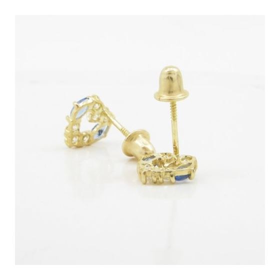 14K Yellow gold Heart fancy cz stud earrings for Children/Kids web436 4