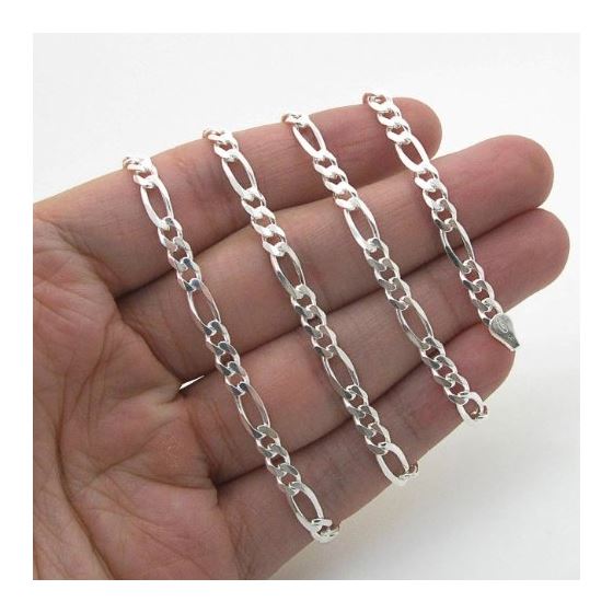 Silver Figaro link chain Necklace BDC96 4