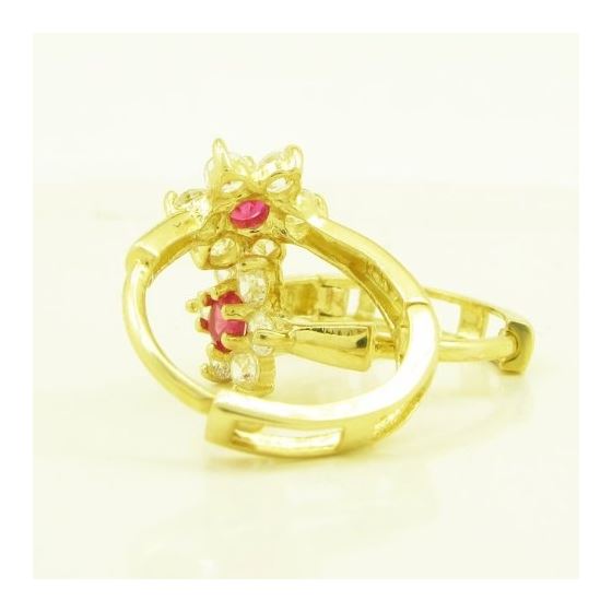 14K Yellow gold Flower cz hoop earrings for Children/Kids web260 4