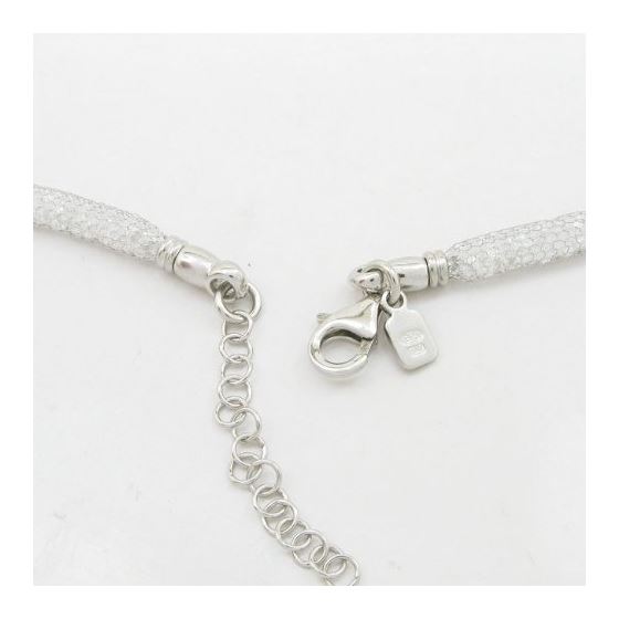 Womens Sterling silver Fancy white chain with crystal inside 4