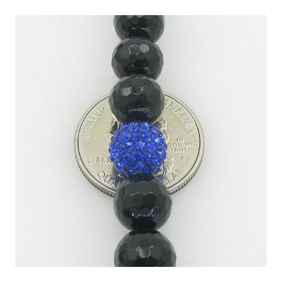 Mens beaded rosary chain crystal gemstone bracelet ball pave macrame necklace rosary black and blue 