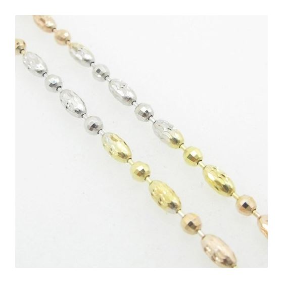 Ladies .925 Italian Sterling Silver Tri Color Ball Bar Link Chain Length - 18 inches Width - 2.5mm 4