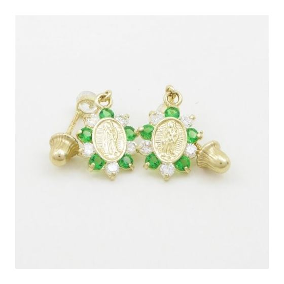 14K Yellow gold Oval mary cz chandelier earrings for Children/Kids web460 4