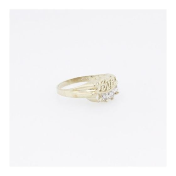 10k Yellow Gold Syntetic white love gemstone ring ajjr61 Size: 7 4