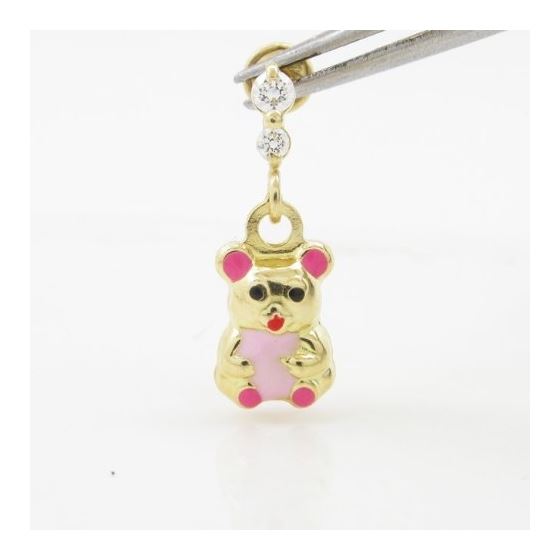 14K Yellow gold Panda cz chandelier earrings for Children/Kids web370 2