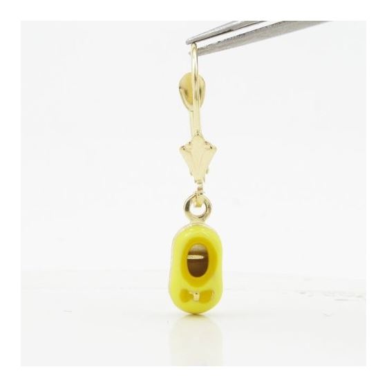 14K Yellow gold Baby shoe chandelier earrings for Children/Kids web472 2
