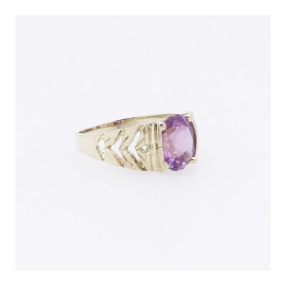 10k Yellow Gold Syntetic purple gemstone ring ajr13 Size: 2.25 4