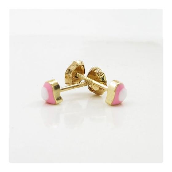 14K Yellow gold Simple heart stud earrings for Children/Kids web140 4