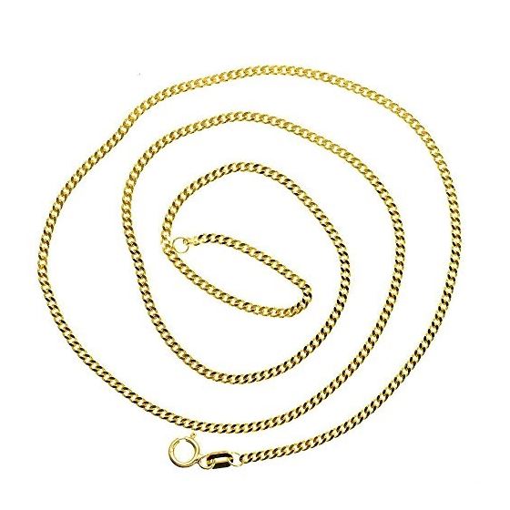 14K YELLOW Gold SOLID ITALY CUBAN Chain - 18 Inches Long 1.7MM Wide 2