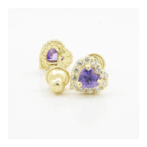 14K Yellow gold Heart cz stud earrings for Children/Kids web255 2