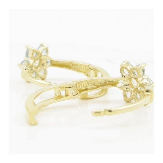 14K Yellow gold Flower cz hoop earrings for Children/Kids web342 4