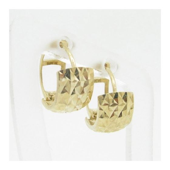 womens bp44 fancy earrings 14K yellow gold italian ball stud huggie hoop 2