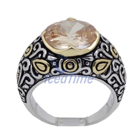 "Ladies .925 Italian Sterling Silver Spring citrine synthetic gemstone ring SAR2 6