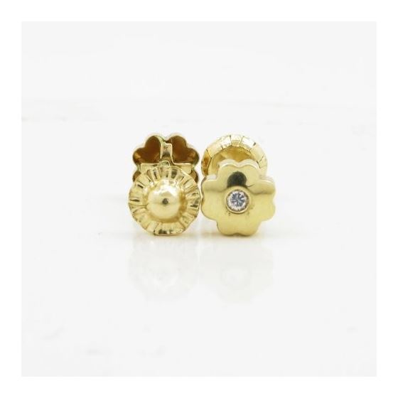 14K Yellow gold Flower cz stud earrings for Children/Kids web177 2