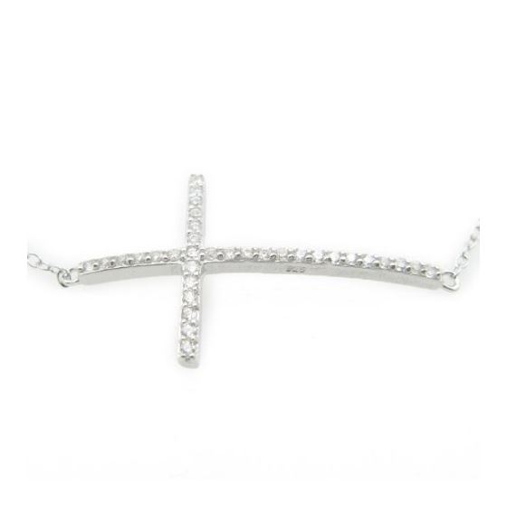 Ladies .925 Italian Sterling Silver white bracelet with long cross Length - 4 inches ( cross - 30mm 