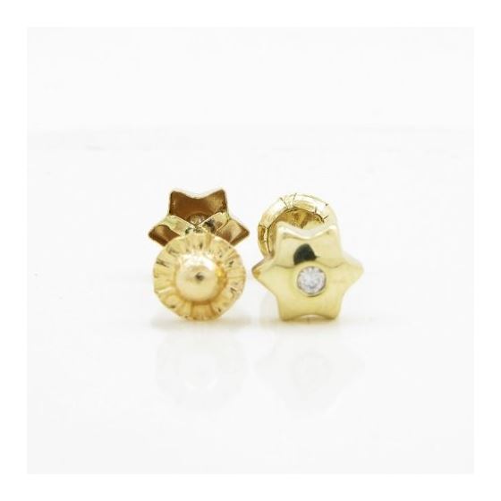 14K Yellow gold Star cz stud earrings for Children/Kids web203 2