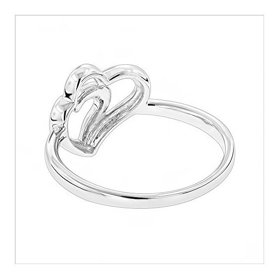 Luxurman Love Quotes: Sterling Silver Double Hearts Diamond Ring for Women (size 10) 2