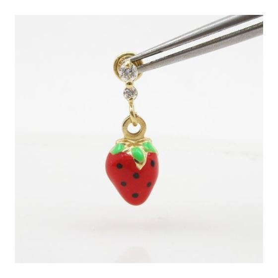 14K Yellow gold Strawberry chandelier earrings for Children/Kids web514 2