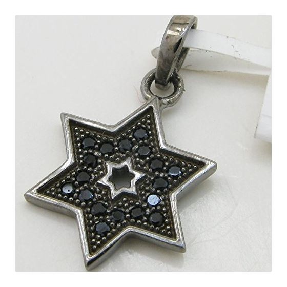 Womens Black star of david black cz pendant Silver36 2