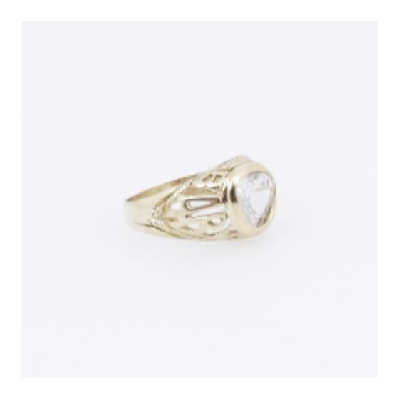 10k Yellow Gold Syntetic white gemstone ring ajr8 Size: 2 4