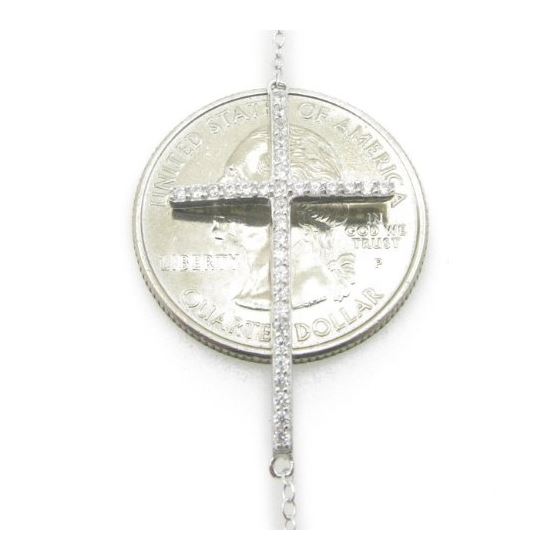 Ladies .925 Italian Sterling Silver white bracelet with long cross Length - 4 inches ( cross - 30mm 