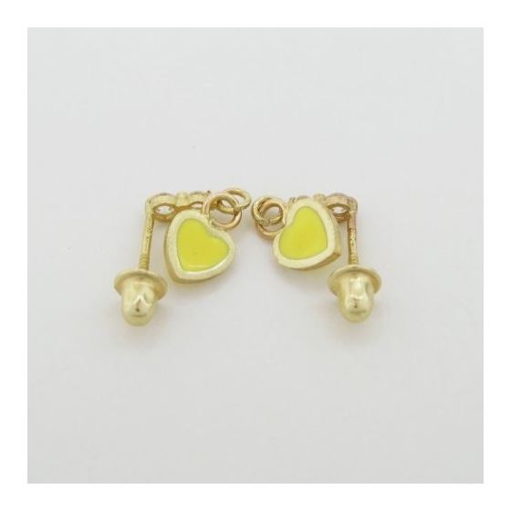 14K Yellow gold Thin heart cz chandelier earrings for Children/Kids web505 4