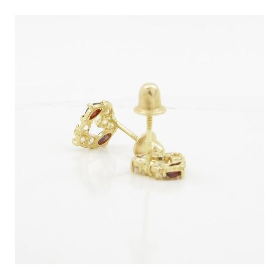 14K Yellow gold Heart fancy cz stud earrings for Children/Kids web443 4