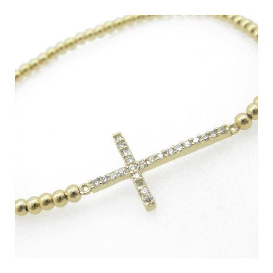 Ladies .925 Italian Sterling Silver yellow cross ball bracelet Diameter - 2.36 inches 2