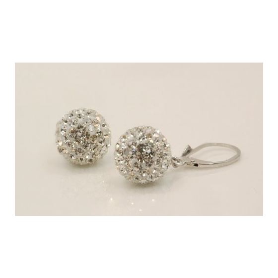 "Designer Pave Disco Ball Dangle Sterling Silver Earrings ST05