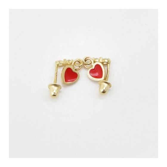 14K Yellow gold Thin heart cz chandelier earrings for Children/Kids web508 4