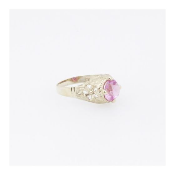 10k Yellow Gold Syntetic pink gemstone ring ajjr93 Size: 2.5 4