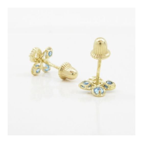 14K Yellow gold Flower cz stud earrings for Children/Kids web427 4