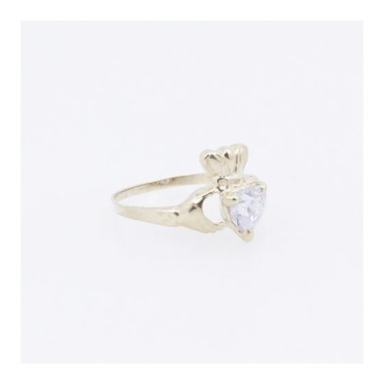 10k Yellow Gold Syntetic white gemstone ring ajr12 Size: 4 4