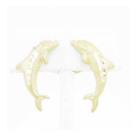 Womens 10k Yellow gold Yellow gold dolphin stud earring ELMI38 2