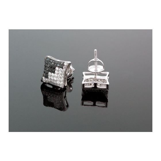 Sterling Silver Unisex Fashion Hand Set Stud Earrings ME0218d 2