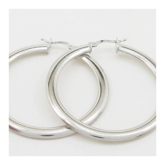 Round silver diamond cut hoop earring SB71 45mm tall and 44mm wide 2