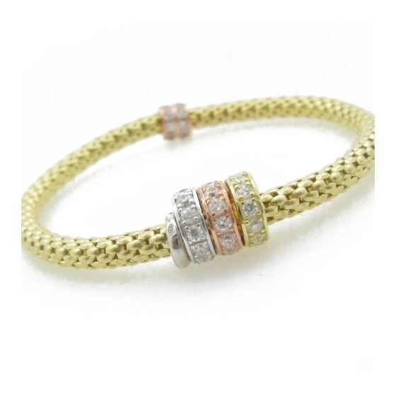 Ladies .925 Italian Sterling Silver yellow fancy italian primavera bracelet Diameter - 2.55 inches 2