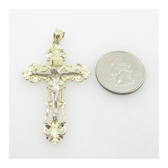 Mens 10K Solid Yellow Gold fancy jesus cross 2 Length - 2.32 inches Width - 1.30 inches 4