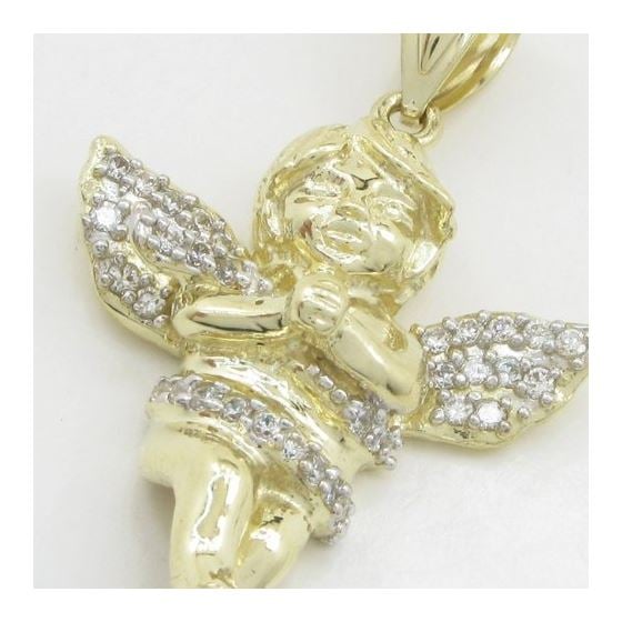 Mens 10k Yellow gold Yellow gold angel praying cz pendant LIGS9 2