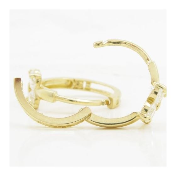 14K Yellow gold Fower cz hoop earrings for Children/Kids web308 4