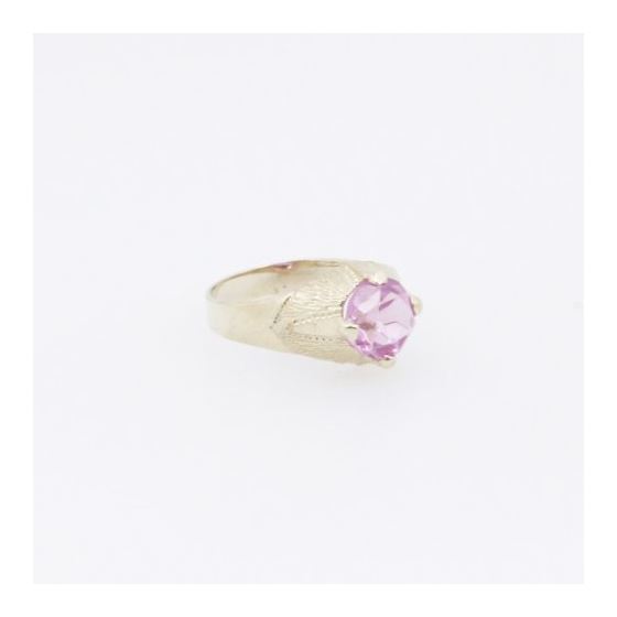 10k Yellow Gold Syntetic pink gemstone ring ajjr80 Size: 2 4