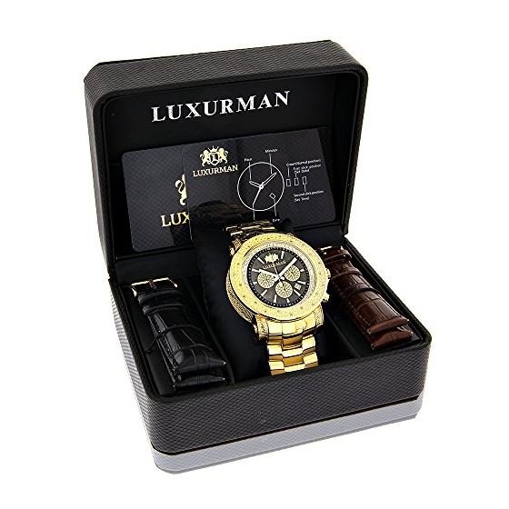 Escalade Black MOP Dial by Luxurman Diamond Watch 0.75ct Yellow Gold Plated 4